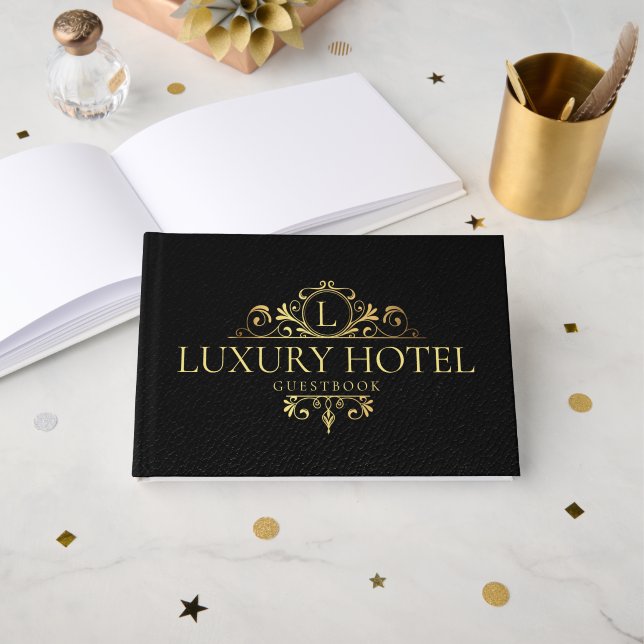 Elegante Dourado | Livro Convidado do Hotel Luxury (Frente aberta)