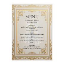 Elegante Dourado Menu de Casamento Cartão de Luxo