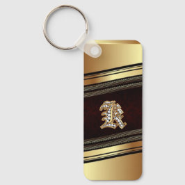 Elegante Dourado Monograma Personalizado Chaveiro 