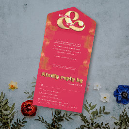 Elegante Dourado Ousado e Magenta Rosa para RSVP C