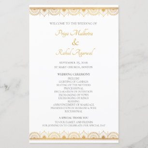 Elegante Dourado Programa de Casamento Indiano