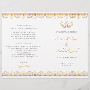 Elegante Dourado Programa de Casamento Indiano