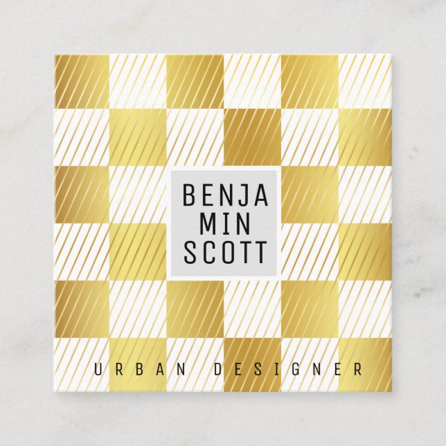 Elegante Dourado Square Cartão de visita (Frente)