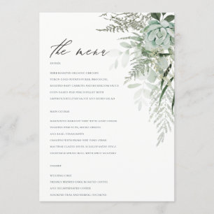 Elegante Dusky Leafy Fern Succulent Wedch Menu
