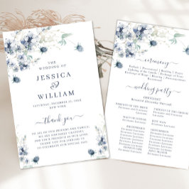 Elegante Dusty Blue Ceremony Program