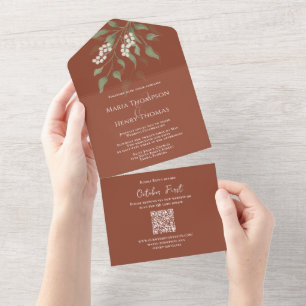 Elegante Dusty Blue Floral Código QR Orçamento Cas