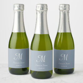 Elegante Dusty Blue Monogramas Favor de Casamento 