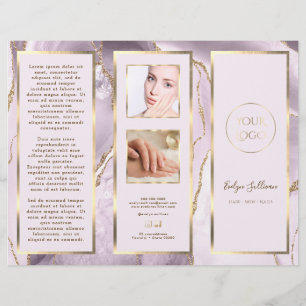 Elegante Dusty Lilac e Dourada Brochura Agata