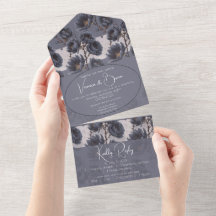 Elegante Dusty Marinho Blue casamento Floral