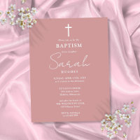 Elegante Dusty Rosa Baptism Convite Cristal