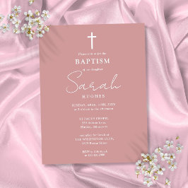 Elegante Dusty Rosa Baptism Convite Cristal