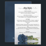 Elegante Dusty Steel Blue Rosa Budget Menu Casamen<br><div class="desc">Esses lindos menus de casamento são simples, elegantes e na moda, enquanto ainda são amigáveis e baratos. Eles apresentam uma design elegante e glamourosa com um título de caligrafia de escrita e um rosa poeirento de aço solteiro azul, refletindo em uma piscina de água com ondas e ondulações. A parte...</div>