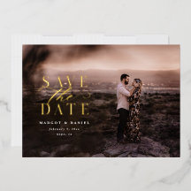 Elegante e Clássico Save The Date com Foto em Folh