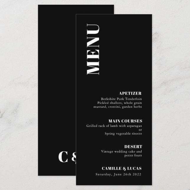 Elegante e Menu Trendy Wedding (Frente/Verso)