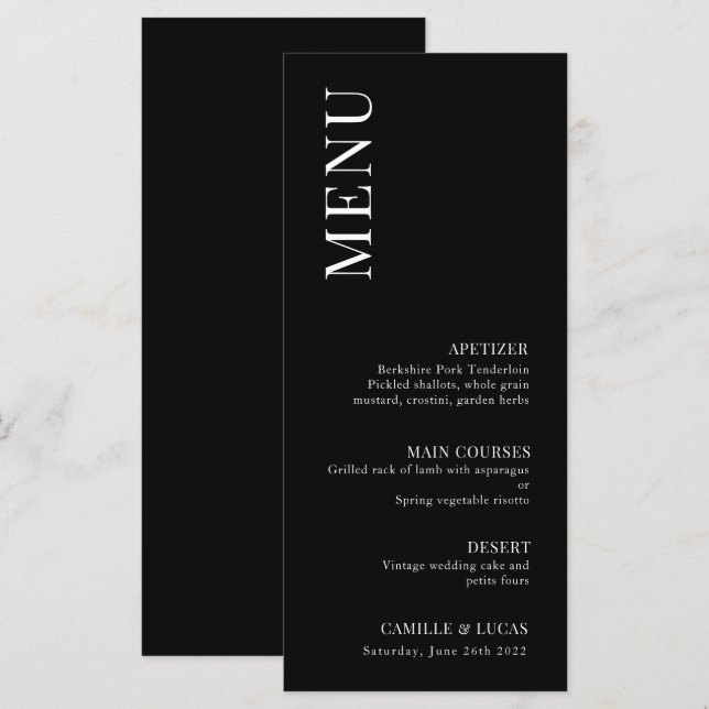 Elegante e Menu Trendy Wedding (Frente/Verso)