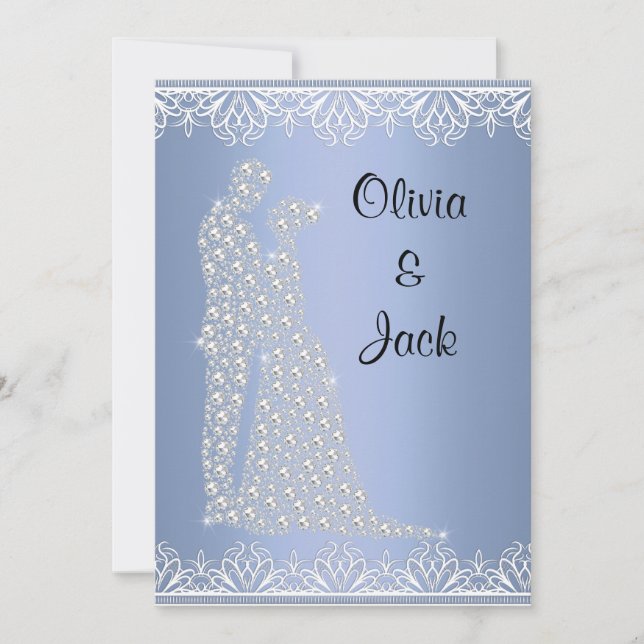 ELEGANTE E MODERNO CONVITE DE CASAMENTO AZUL (Frente)