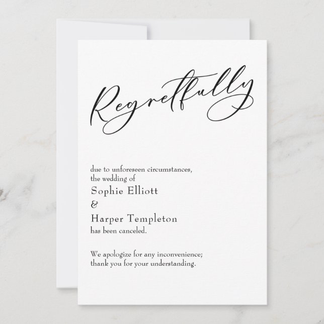 Elegante e Simples Cartão de Convite de Casamento  (Frente)
