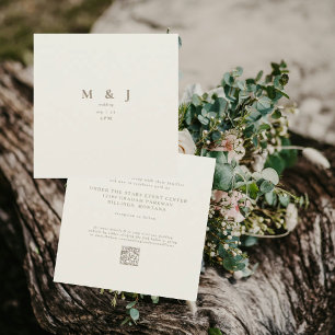Elegante e Simples Convite de Casamento Bege Quadr