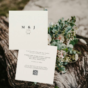 Elegante e Simples Convite de Casamento Bege Quadr