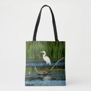 Elegante Egret Imprimido Tote Bag
