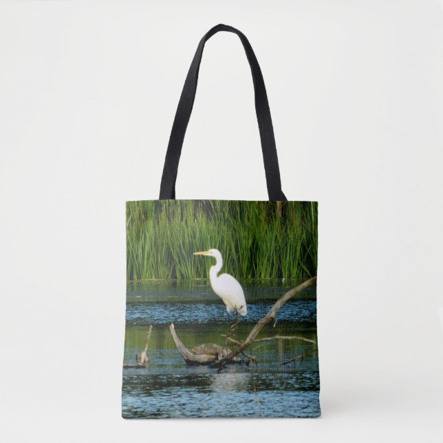 Elegante Egret Imprimido Tote Bag (Frente)