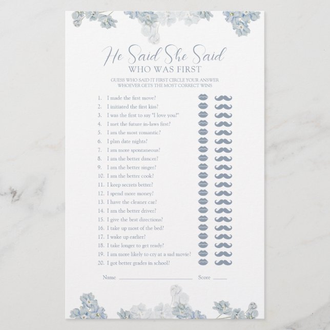 Elegante Ele Disse Que Disse O Jogo Do Chá Azul Du (Frente)