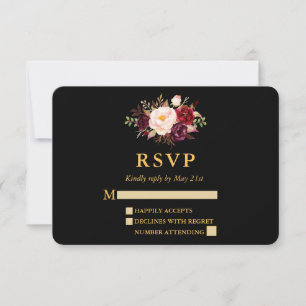 Elegante Elegante Burgundy Floral Black RSVP Doura
