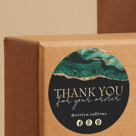 Elegante emerald green agate obrigado você adesivo