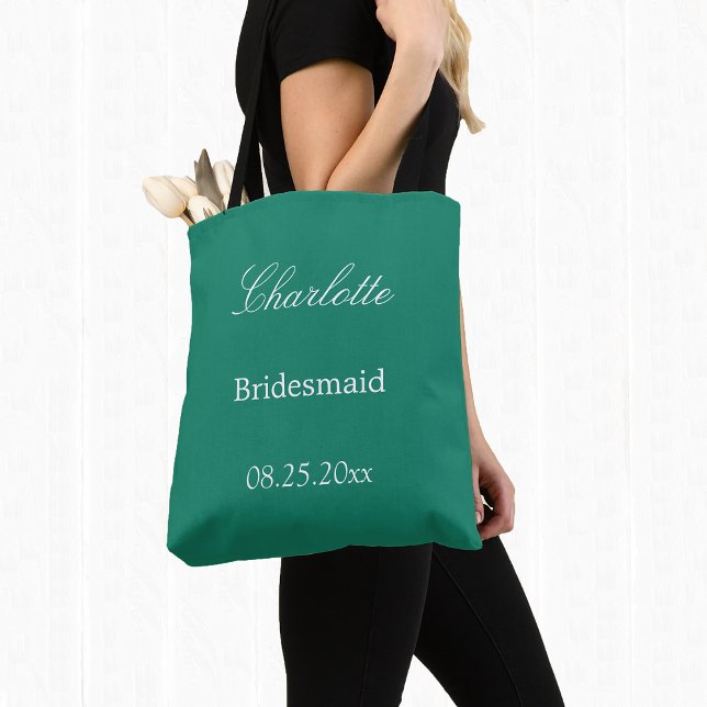 Elegante Emerald Green Bridesmaid Tote Bag (Criador carregado)