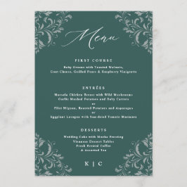Elegante Emerald Green Casamento vintage Menus