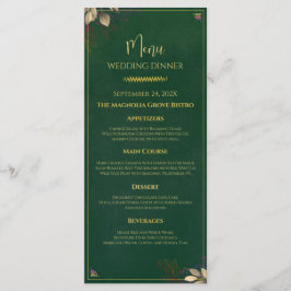 Elegante Emerald Green & Dourado Menu Janto Casame