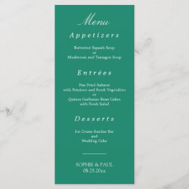 Elegante Emerald Green Wedding Menu