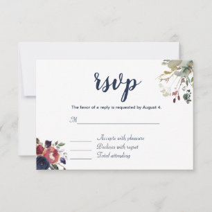 Elegante Enclosure de RSVP Boho Burgundy Navy Flor