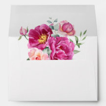 Elegante Endereço de Casamento Floral Rosa Vibrant