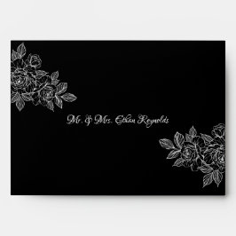 Elegante Envelope de Noiva com Desenho Floral Pret