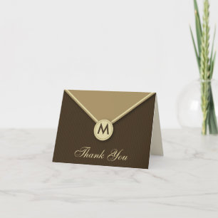 Elegante Envelope Monograma Mocha Cartões de agrad
