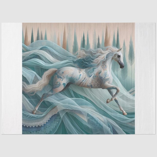 Elegante Equino, Cavalo, Decoupage, Papel de Seda (Frente )