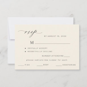 Elegante escolha de menu preto e marfim casamento