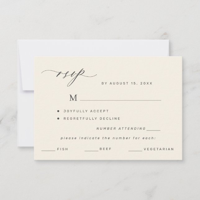 Elegante escolha de menu preto e marfim casamento  (Frente)