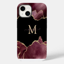 Elegante Estilo Dourado Brilho Burgundy Ágata