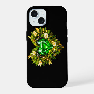 Elegante Estojo de iPhone 15 com Coração Floral Ve