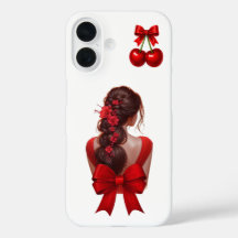 Elegante Estojo de iPhone Menina Coquete Laço Verm