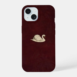 Elegante Estojo de Telefone em Burgundy com Cisne