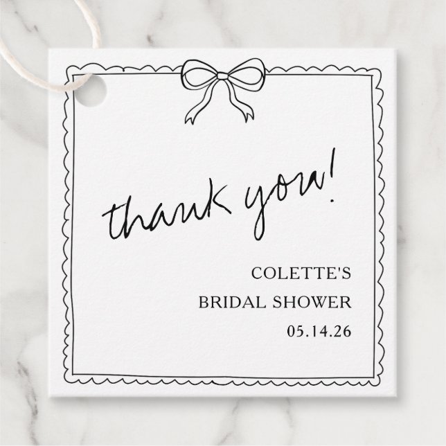 Elegante Etiqueta de Agradecimento de Chuveiro de  (Frente)