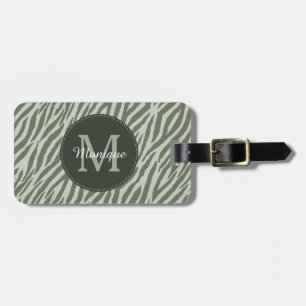 Elegante Etiqueta de Bagagem Estilo Zebra Verde Sa