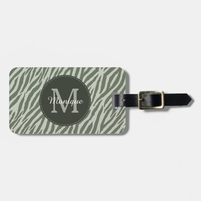 Elegante Etiqueta de Bagagem Estilo Zebra Verde Sa (Frente Horizontal)