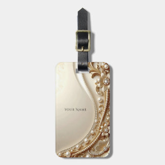 Elegante Etiqueta de Bagagem Floral Ornamentada a 