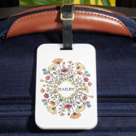 Elegante Etiqueta de Bagagem Floral Pastel Persona