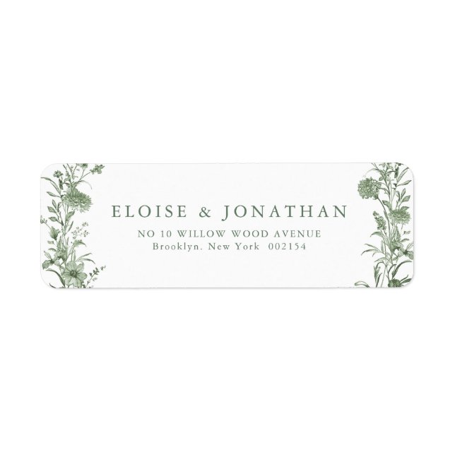 Elegante Etiqueta de Endereço de Casamento Clássic (Frente)