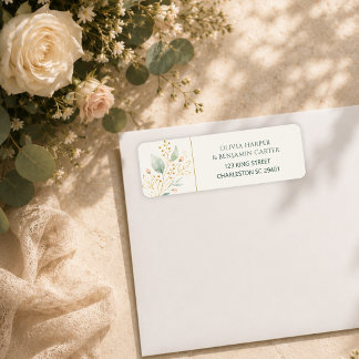 Elegante Etiqueta de Endereço de Retorno em Verde